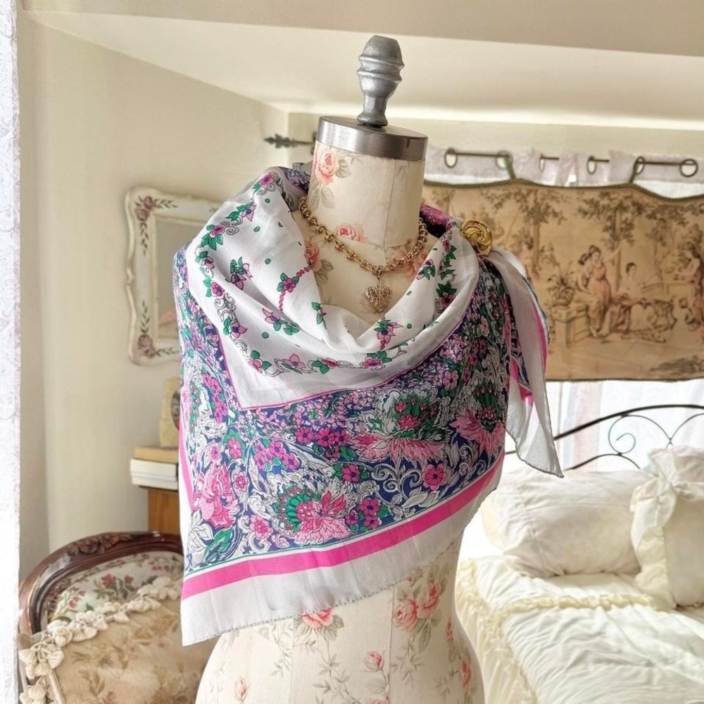 vintage floral shawl scarf